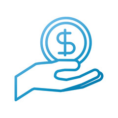 hand holding dollar money cash safety business vector illustration