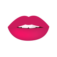 Lips kiss. Vector patch, sticker isolated on white. Cool sexy red kissed. Selphie cartoon Sign for print, in comics, Fashion, pop art, retro style 80-s 90s