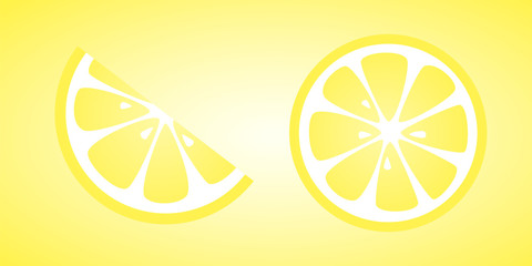 Juicy lemons on yellow background. Vector.