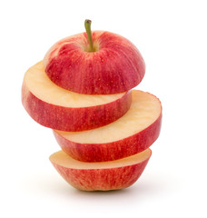 Red sliced apple isolated on white background cutout