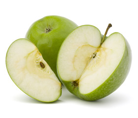 Green sliced apple isolated on white background cutout