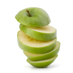 Green sliced apple isolated on white background cutout