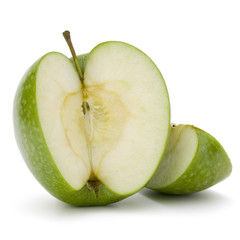 Green sliced apple isolated on white background cutout