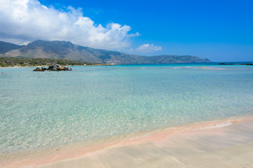 Obraz premium Paradise beach with turquoise water, in Elafonisi, Crete, Greece - Travel destination in Europe