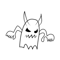 Ghost in the starry sky, postcard. Vector image for your website