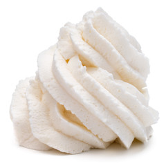 Whipped cream swirl  isolated on white background cutout