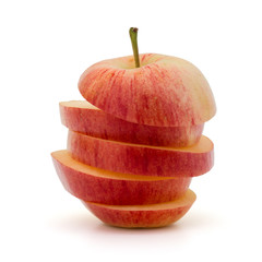Red sliced apple isolated on white background cutout