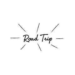 Vector illustration. Vintage Hand drawn lettering of Road Trip on yellow background.