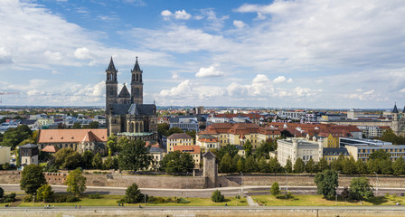 Aerial view of Magdeburg - obrazy, fototapety, plakaty