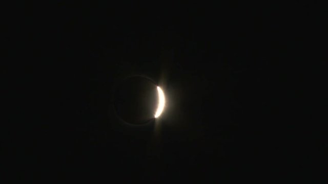 August 21, 2017 time lapse of the solar eclipse with moon covering and passing over the sun.