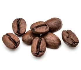 roasted coffee beans isolated in white background cutout