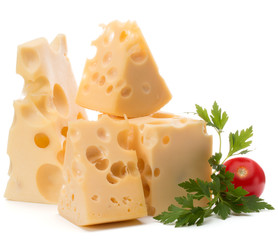 Cheese block isolated on white background cutout