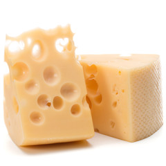 Cheese block isolated on white background cutout