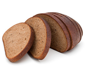Fresh sliced rye bread loaf isolated on white background cutout