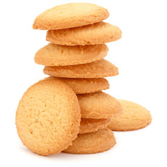 stacked short pastry cookies isolated on white background