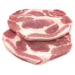 Raw pork chop meat isolated on white background cutout