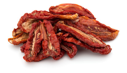 Dried tomatoes isolated on white background cutout