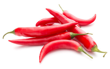 red chili or chilli cayenne pepper isolated on white  background cutout