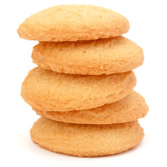 stacked short pastry cookies isolated on white background