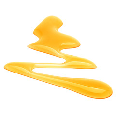 Sweet honey drips isolated on white background. Syrup droplet, nectar drops.