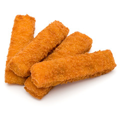 Crispy Fish fingers isolated on white background