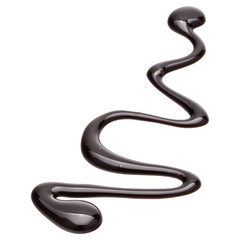 Chocolate syrup drop isolated on white background