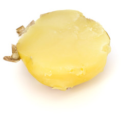 one boiled peeled potato half isolated on white background cutout