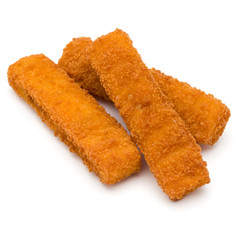 Crispy Fish fingers isolated on white background
