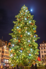 Christmas tree and Moon in Strasbourg - Alsace