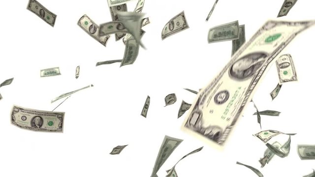 Money Falling Dollars Financial Win US USA American Currency Tax Make It Rain 4k