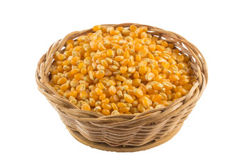 Popcorn corn. Raw grain in a bowl