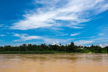 Beautiful countryside scenery, Sungai Perak river bank located in Perak State,Malaysia  at sunny day