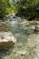 Mountain river in the Tyrolean Alps in drinking water quality