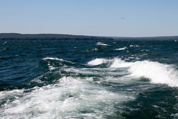 Wake of a boat on Lake Superior