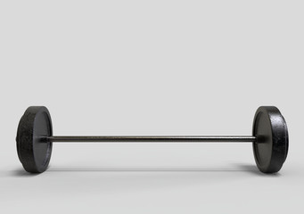 big black dumbbell on gray background