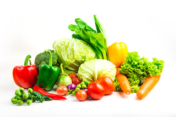 collection vegetables isolated white background