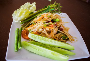 Papaya salad. Somtum Thai.