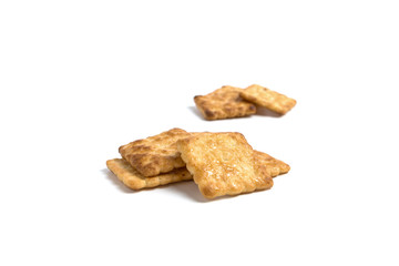 Pile sugar crackres on isolated white background