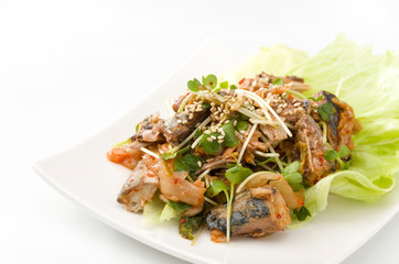 さば缶のキムチ和え