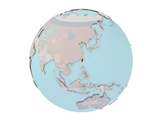 Taiwan with flag on globe