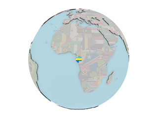 Gabon with flag on globe