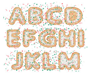 vector illustration of rounded numeral sign with bakery cookie and sprinkles topping stars, dots and lines