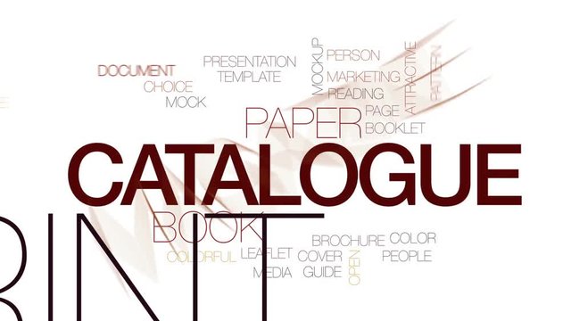 Catalogue animated word cloud, text design animation. Kinetic typography.