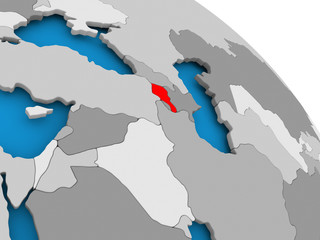 Fototapeta premium Armenia in red on map