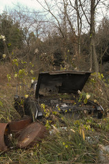 山に放置された自動車