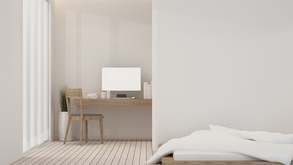 Interior living and bedroom minimal space in hotel and wall decoration - 3D Renderi