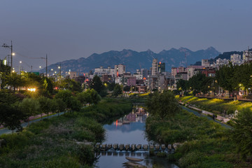 Fototapeta na wymiar seoul city night, south korea by long exposure