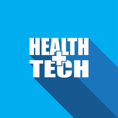 Health Technology (HealthTech) - text with cross and long shadow