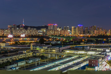 seoul city night, skyline, south korea 