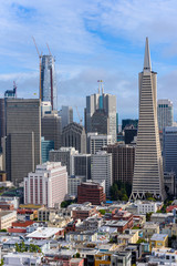Beautiful view and Skyline of business center in downtown San Francisco, California in USA